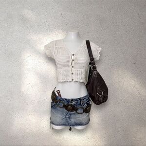 Rebellion White Crochet Boho Festival Top